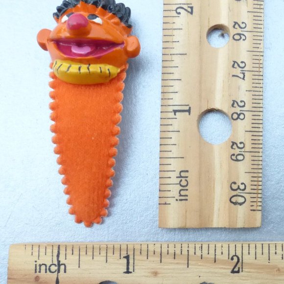 Ernie Sesame Street Hair Clips Orange Rare Fabric